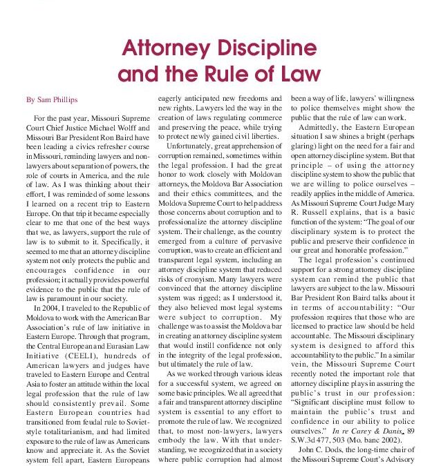 Feb 2007 – Attorney Discipline and the Rule of Law 