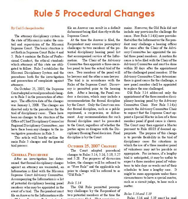 Feb 2008 – Rule 5 Procedural Changes