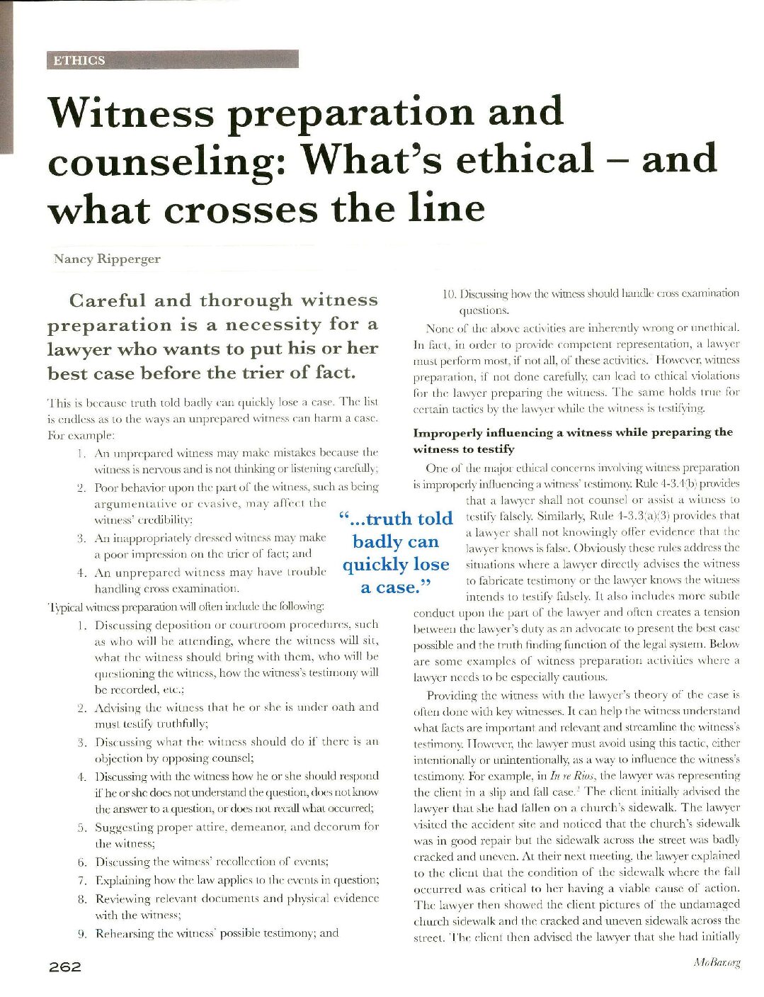 Witness preparation and counseling: What’s ethical – and what crosses the line